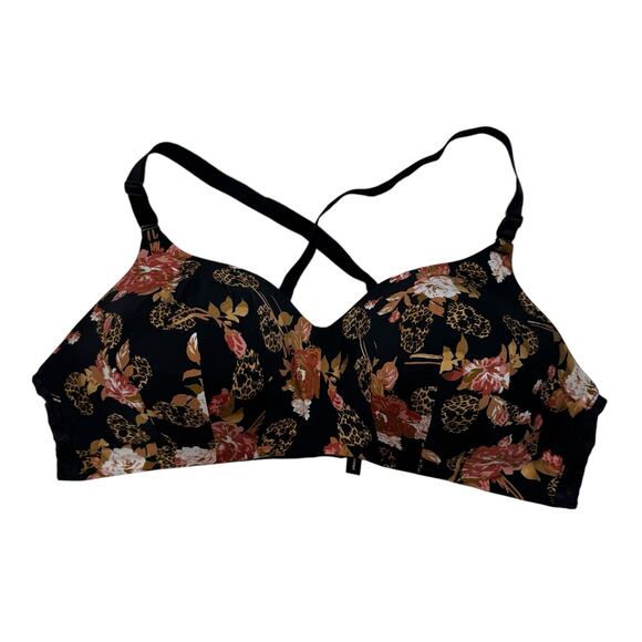 TORRID CURVE Dream Wire Free Bra Black Floral Leopard Skulls Sz 42C Brown Pink - Picture 1 of 7